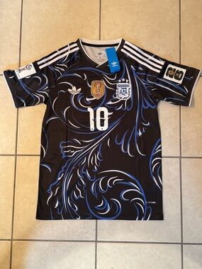 Adidas Argentina Men's Black & Blue Graphic Soccer Jersey - AFA #10